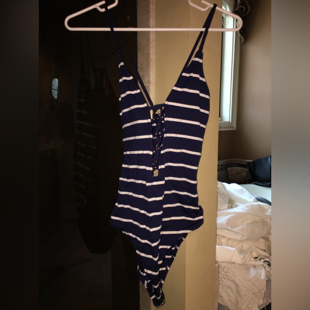 One Piece Striped Bathing Suit